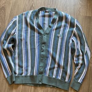 Dickies Striped Cardigan Sweater – Green/Blue – Excellent Condition